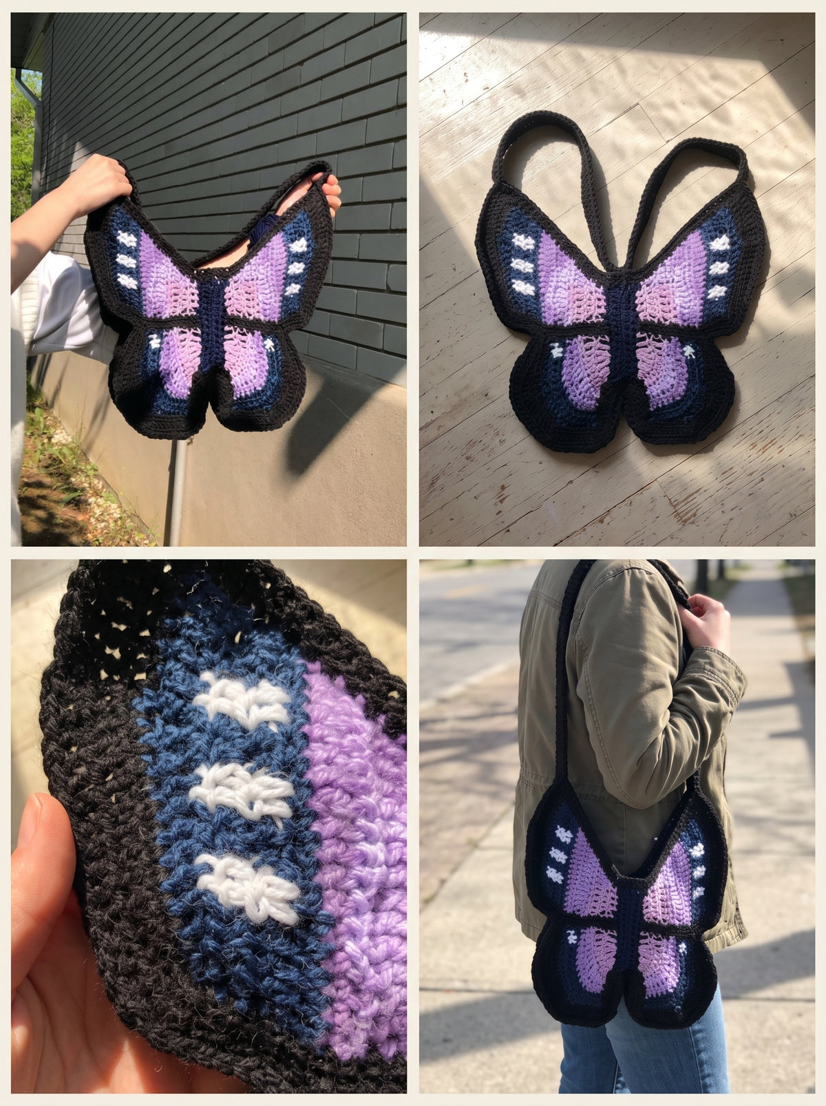 Butterfly Bag Crochet Pattern — Sculptural Shaped-Wing Shoulder Bag