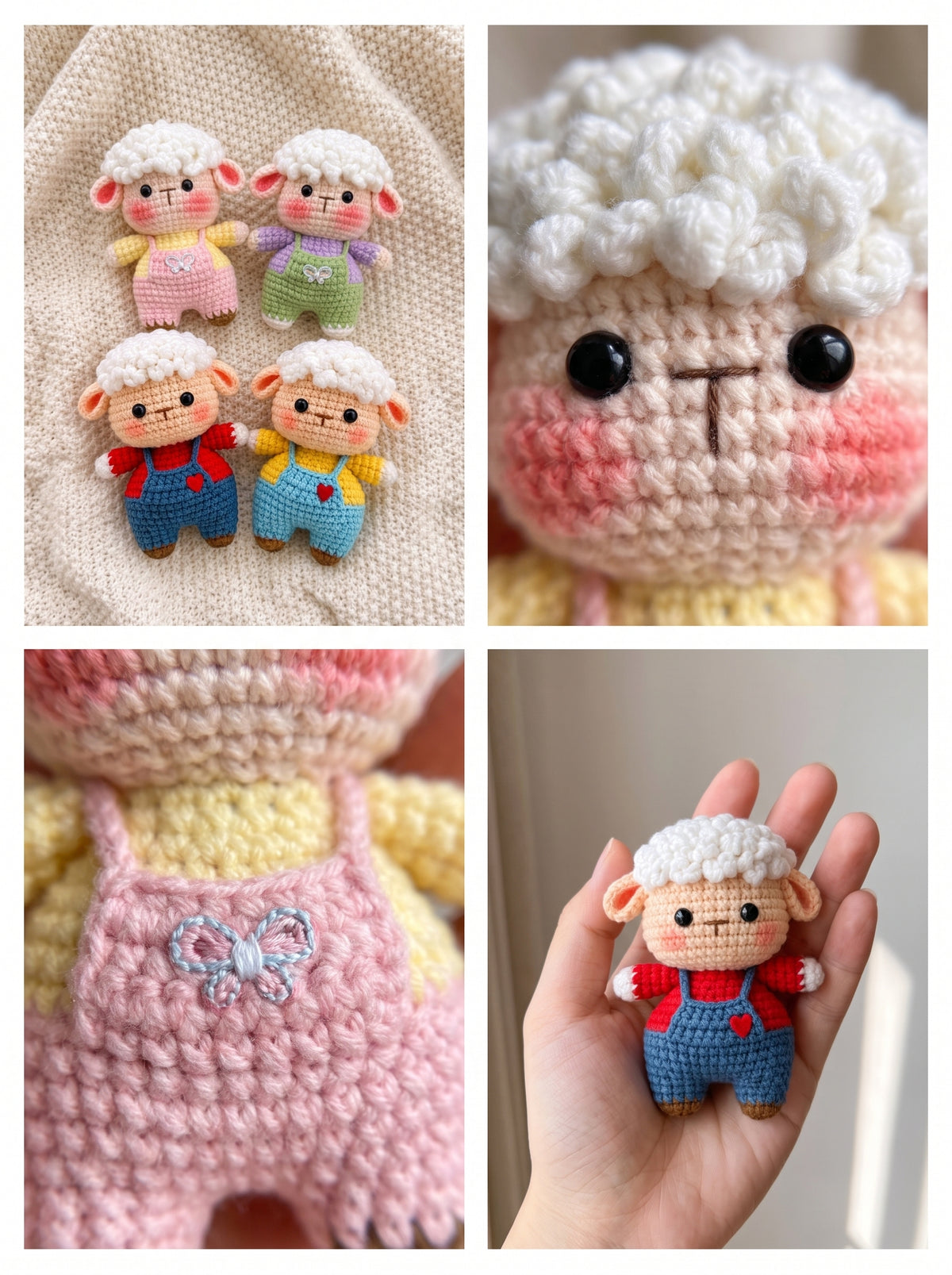 Lamb in Overalls Crochet Pattern — Beginner Amigurumi Sheep