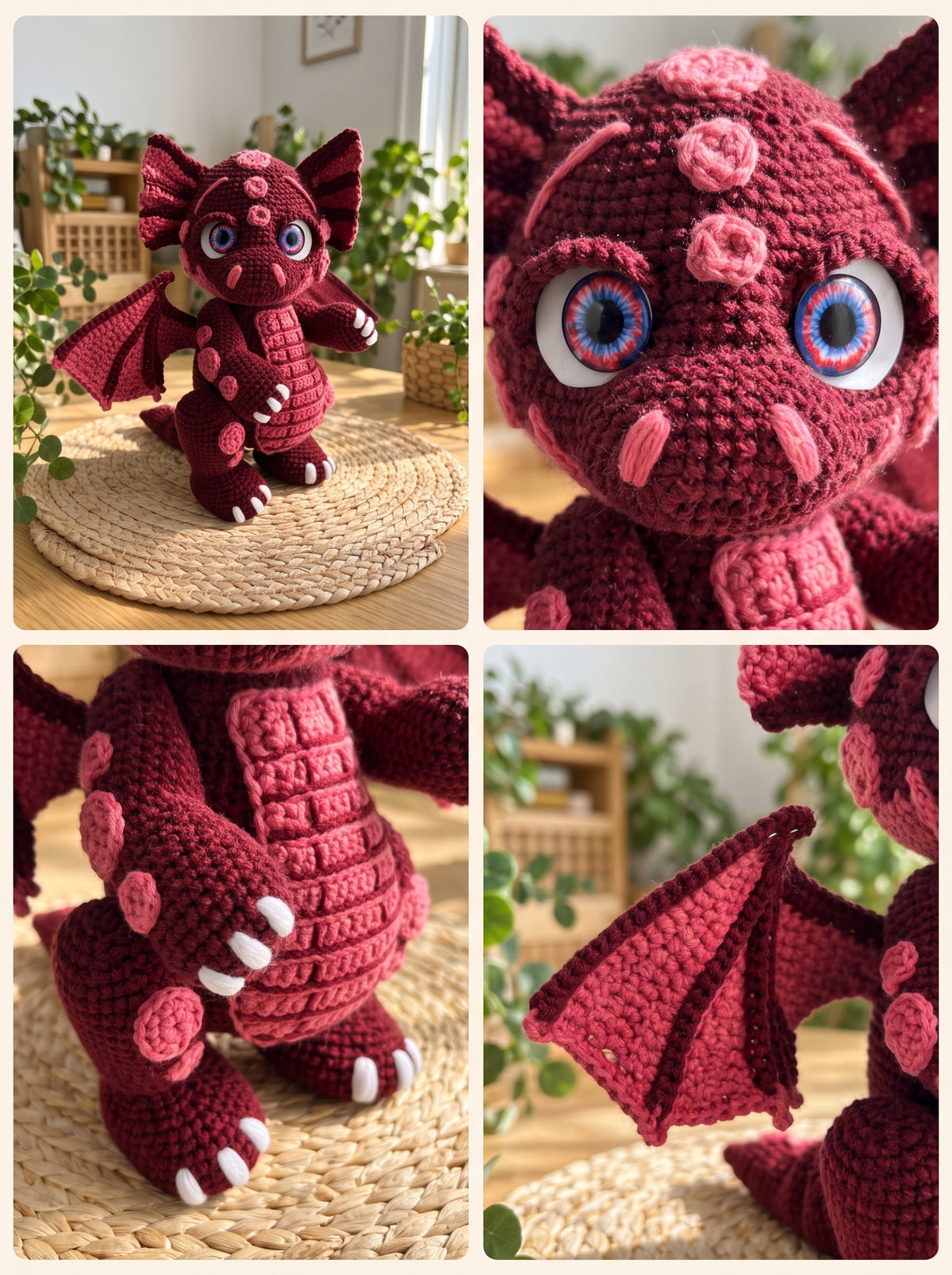 Little Dragon Crochet Pattern — 21 cm Jointed Amigurumi with Wired Wings