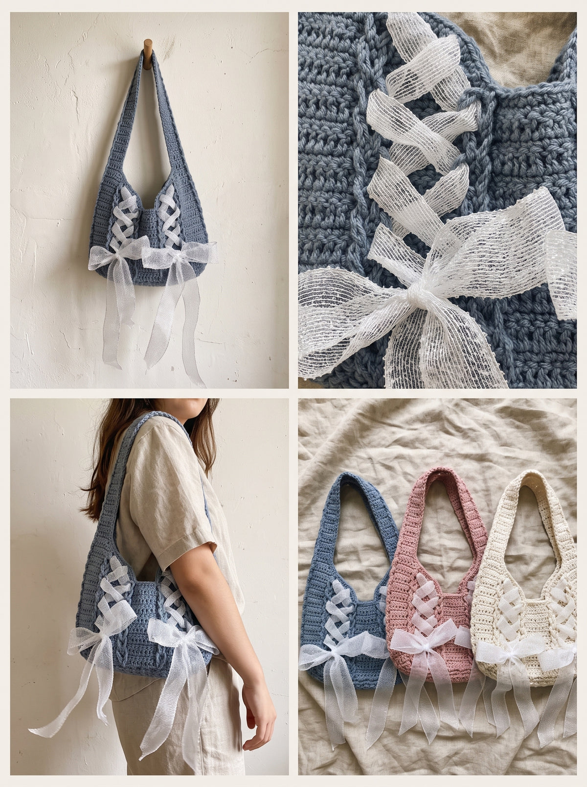 Cinta Ribbon Bag Crochet Pattern — Ladder Stitch Tote with Video Tutorials