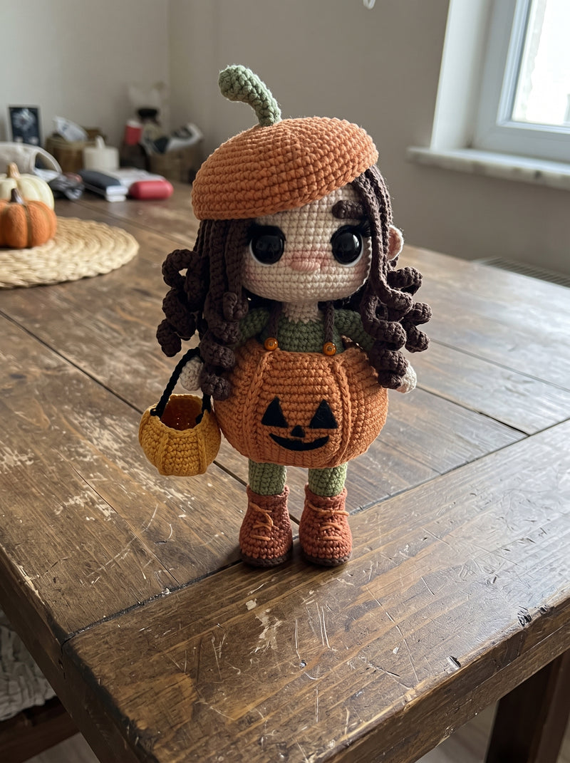 Pumpkin Baby Doll Crochet Pattern — Halloween Amigurumi Doll