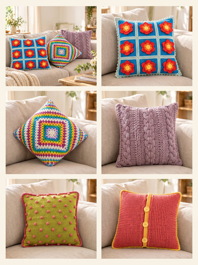 Crochet Cushion Collection — 5 Cushion Patterns in One PDF