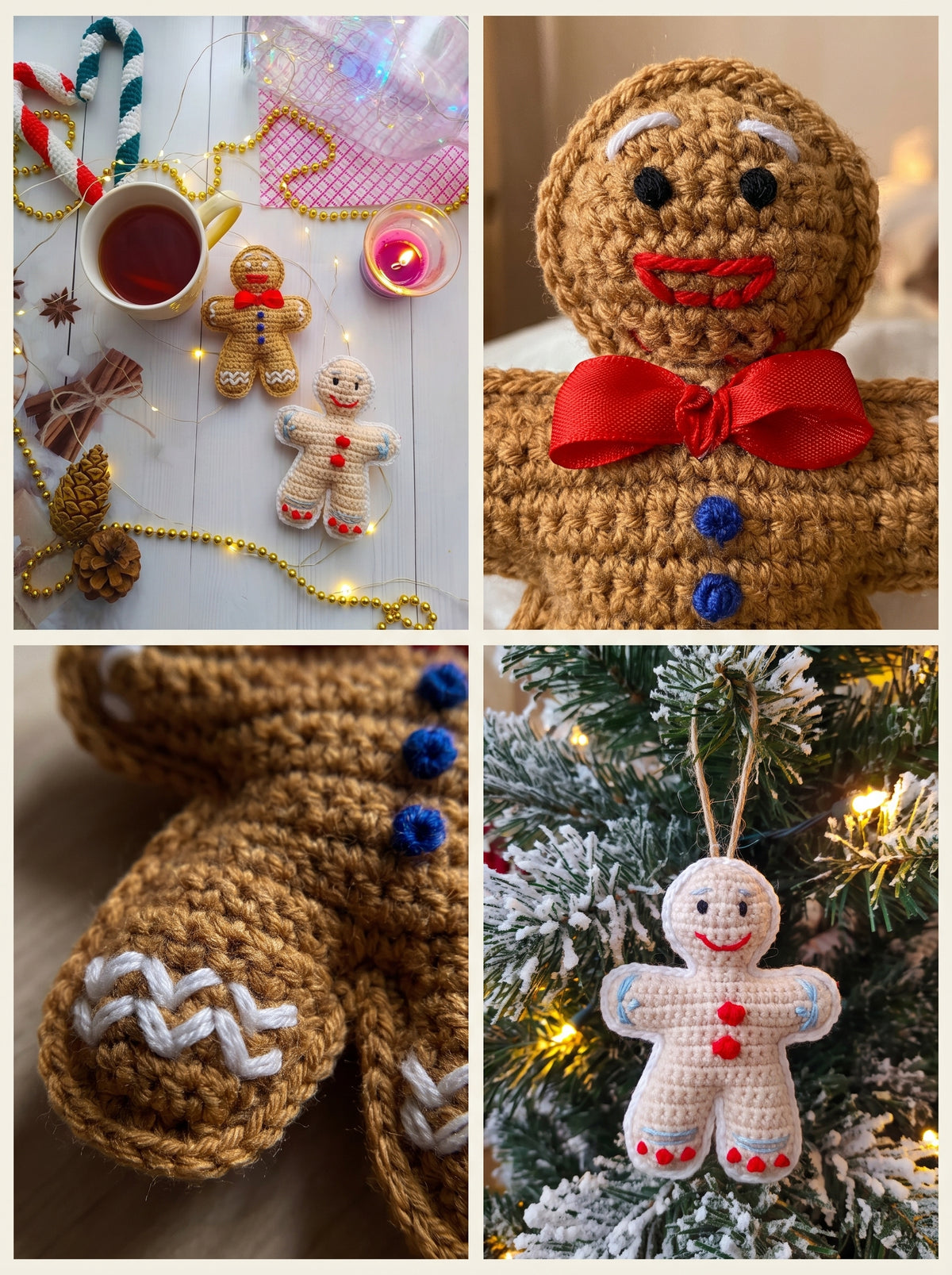 Gingerbread Man Crochet Pattern — Easy Flat Christmas Amigurumi