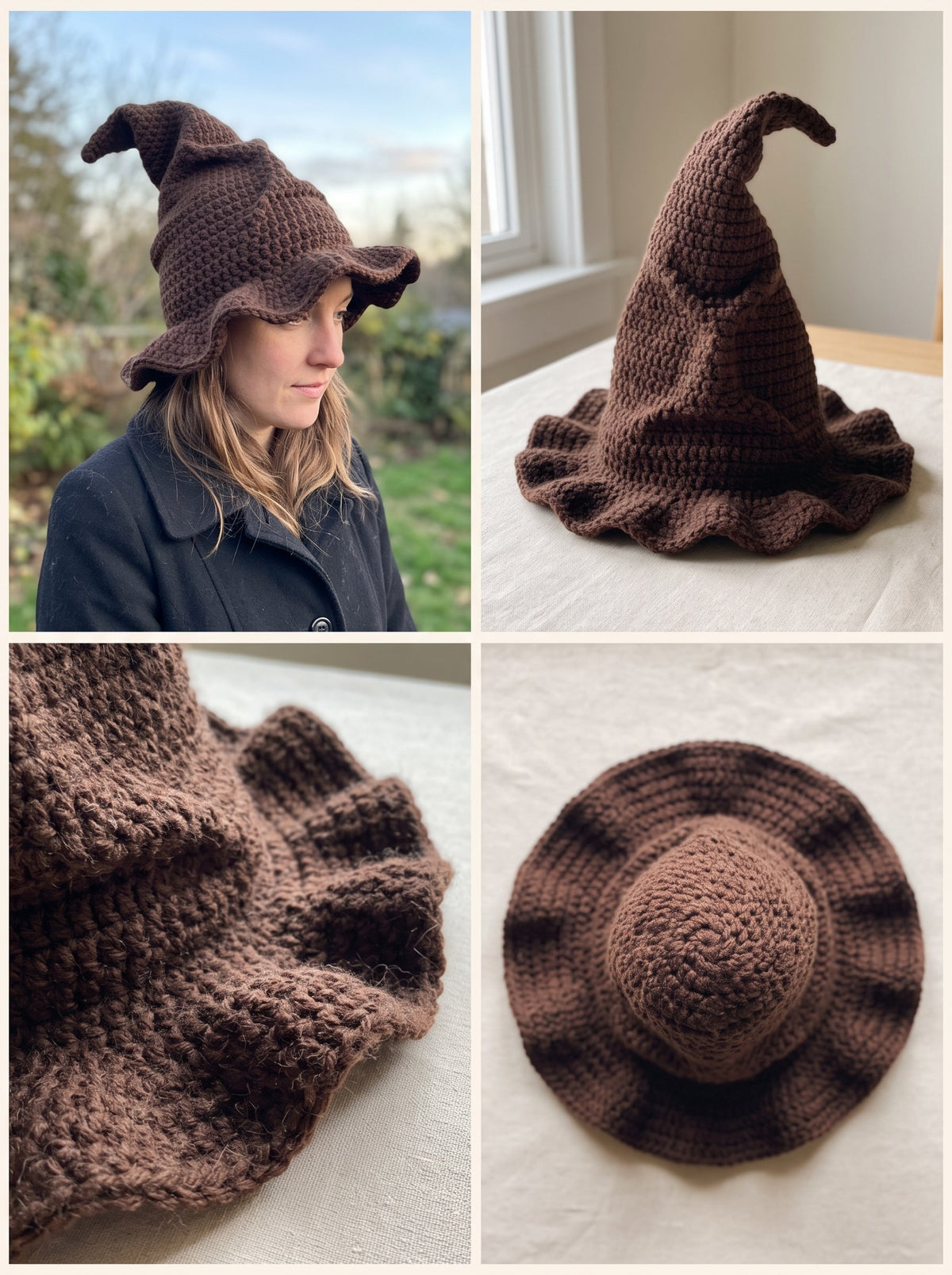 Slouchy Witch Hat Crochet Pattern — Chunky Pointed Halloween Hat
