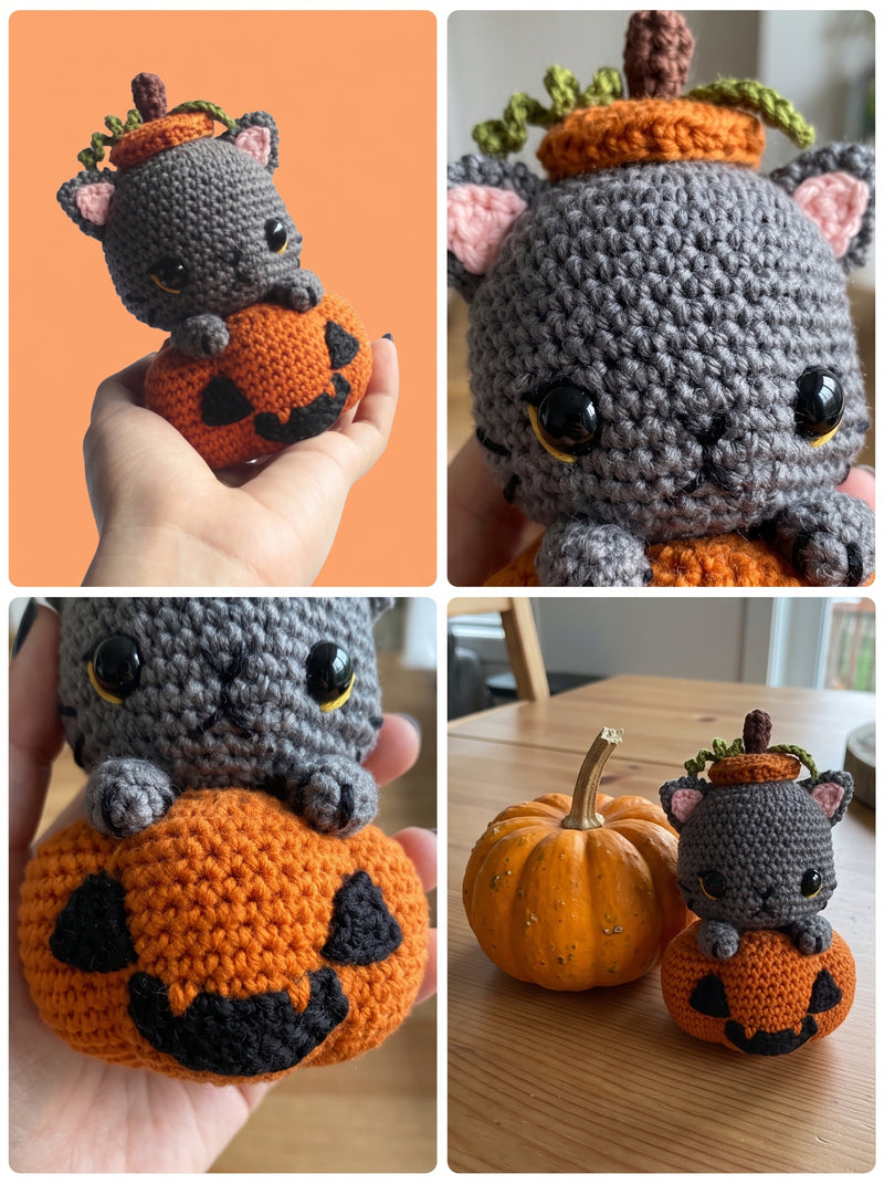 Pumpkin Cat Crochet Pattern — Halloween Amigurumi Kitten