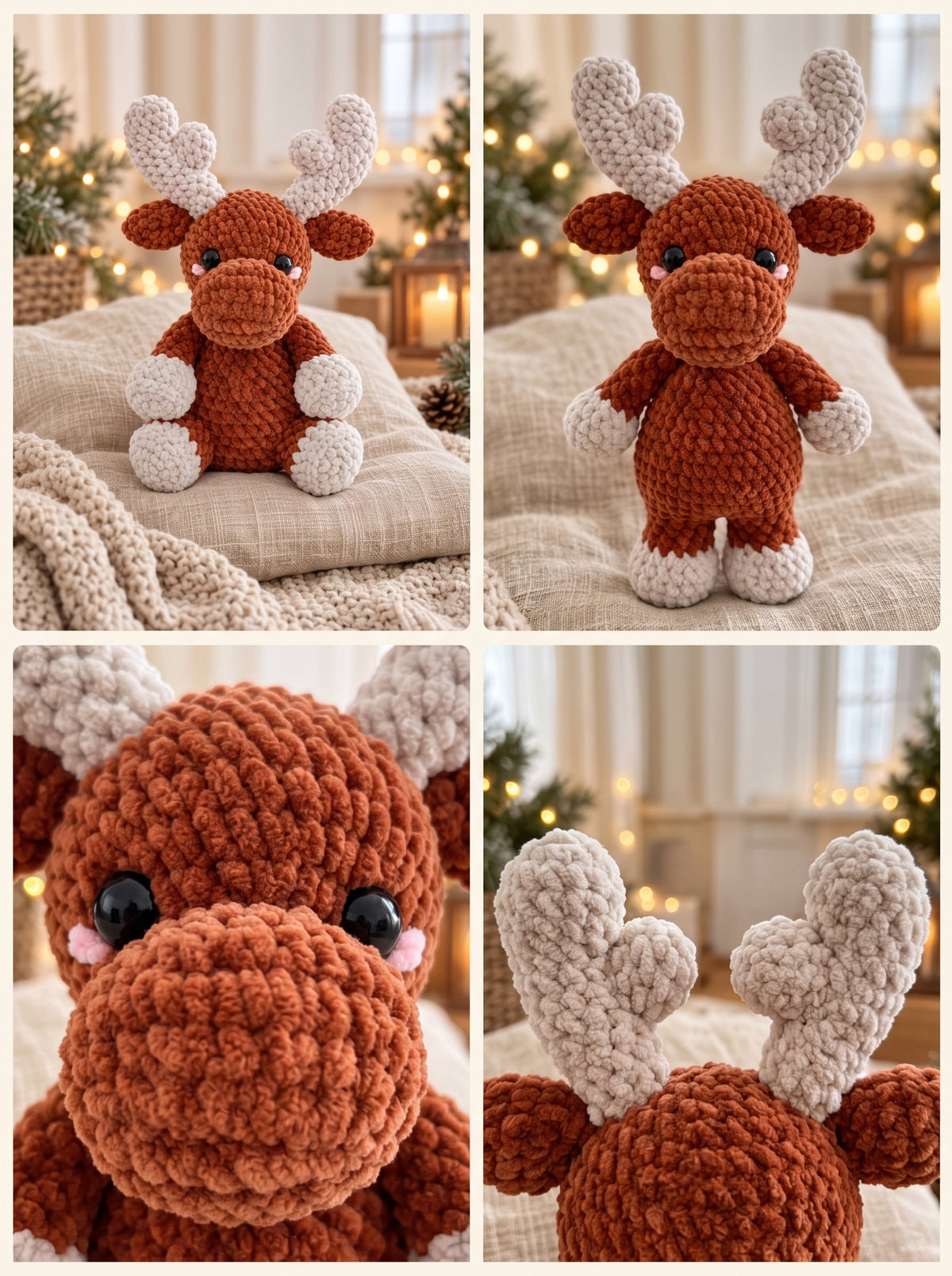 Cozy Reindeer Crochet Pattern — 30 cm Chunky Chenille Christmas Plush