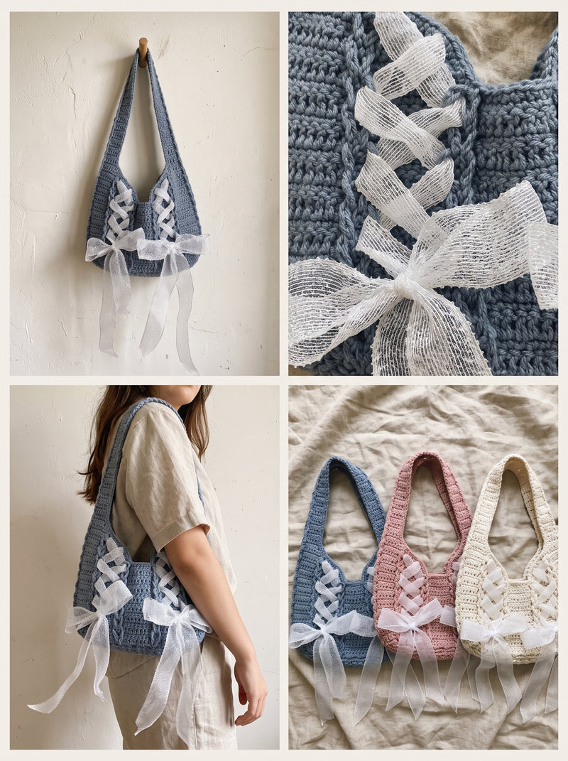 Cinta Ribbon Bag Crochet Pattern — Ladder Stitch Tote with Video Tutorials