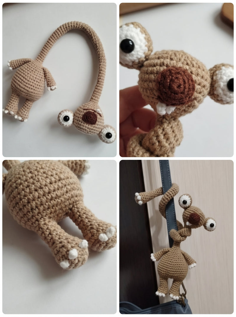 Long-Neck Sloth Bag Charm Crochet Pattern